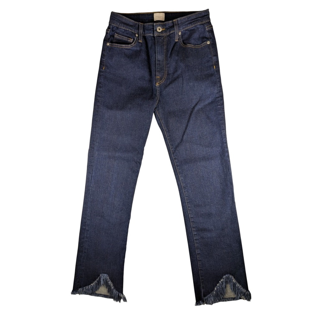 Jonathan Simkhai Standard Women's Dark Wash Denim‎ Fringe Hem Jeans (Fits 28x28)